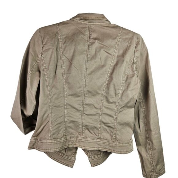 White House Black Market Womens Jacket Size 8 Tan Asymmetrical Zip Up - Picture 5 of 10